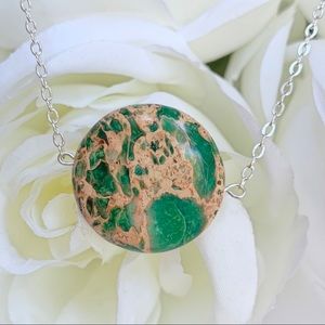 Handcrafted Round Green Ocean Jasper Necklace